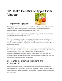 12 Health Benefits of Apple Cider Vinegar