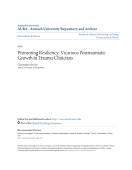 Vicarious Posttraumatic Growth in Trauma Clinicians Christopher Howard Antioch University - Santa Barbara