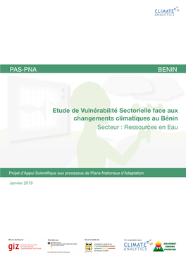 Étude De Vulnérabilité Du Secteur Ressources En Eau Face Aux Changements Climatiques Au Bénin