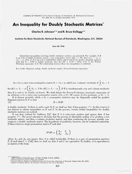 An Inequality for Doubly Stochastic Matrices*