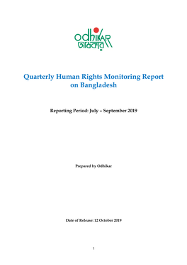 Quarterly Human Rights Monitoring Report on Bangladesh