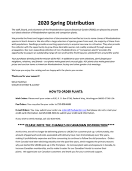 2020 Spring Distribution