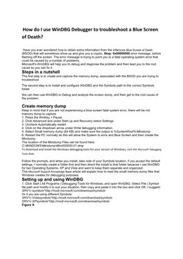 How Do I Use Windbg Debugger to Troubleshoot a Blue Screen of Death?