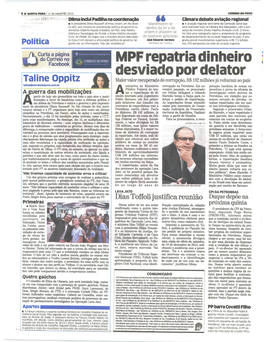 MPF Repatria Dinheiro Desviado Por Delator