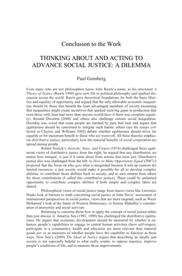 Conclusion to the Work THINKING ABOUT and ACTING TO