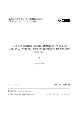 Dipartimento Di Informatica E Scienze Dell'informazione