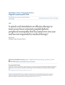 Is Spinal Cord Stimulation an Effective Therapy to Treat Severe Lower