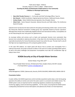 SCADA Security at City of Guelph Water Services