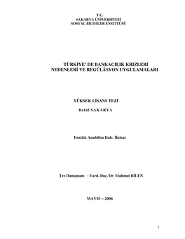 Türkiye' De Bankacilik Krizleri Nedenleri Ve Regülâsyon