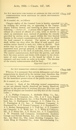 Acts, 1933. —Chaps. 147, 148