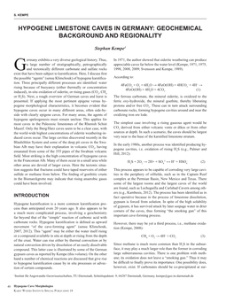 Hypogene Limestone Caves in Germany: Geochemical Background and Regionality