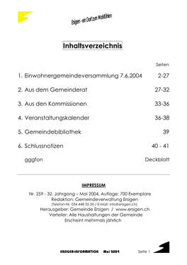 Inhaltsverzeichnis