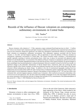 Records of the Influence of Deccan Volcanism on Contemporary