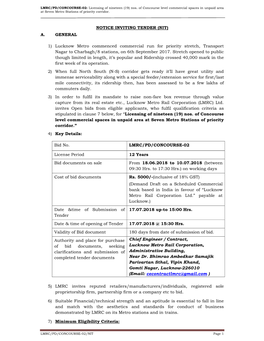 Notice Inviting Tender (Nit) A
