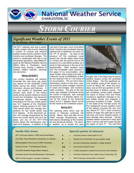 STORM COURIER Significant Weather Events of 2011 by Jon Jelsema - Meteorologist