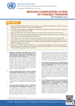 Bedouin Communities at Risk of Forcible Transfer September 2014