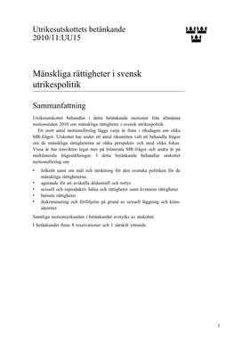 Bet. 2010/11:UU15 Mänskliga Rättigheter I Svensk Utrikespolitik