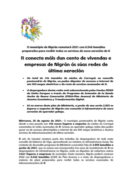 R Conecta Máis Dun Cento De Vivendas E Empresas De Nigrán Ás Súas Redes De Última Xeración