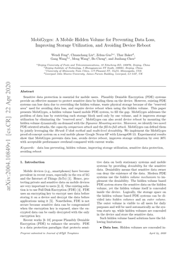 Mobigyges: a Mobile Hidden Volume for Preventing Data Loss, Improving Storage Utilization, and Avoiding Device Reboot