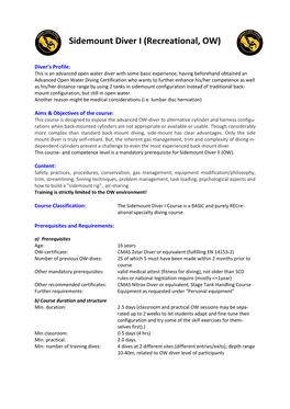 Sidemount Diver I (Recreational, OW)