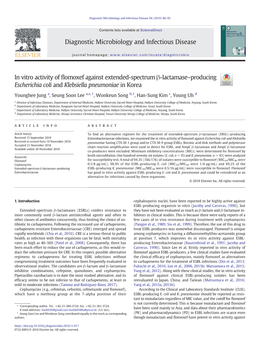 In Vitro Activity of Flomoxef Against Extended-Spectrum Β-Lactamase