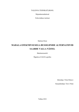 Madala Efektiivsusega Bussiliinide Alternatiivid Saarde Valla Näitel