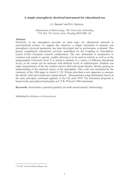 A Simple Atmospheric Electrical Instrument for Educational Use