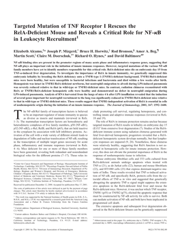 Targeted Mutation of TNF Receptor I Rescues the Rela-Deficient Mouse