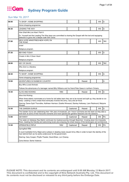 Sydney Program Guide