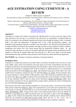 Age Estimation Using Cementum