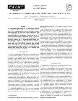 (Crustacea) As Predators on Mollusca Through Geologic Time