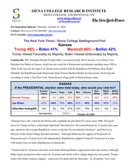 SIENA COLLEGE RESEARCH INSTITUTE Kansas Trump 48