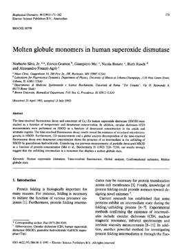 Molten Globule Monomers in Human Superoxide Dismutase