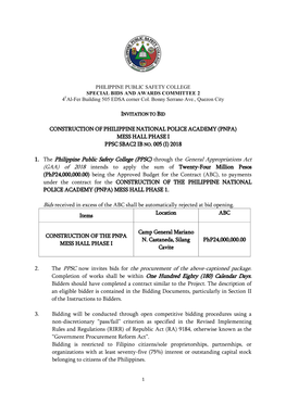 (Pnpa) Mess Hall Phase I Ppsc Sbac2 Ib No. 005 (I) 2018