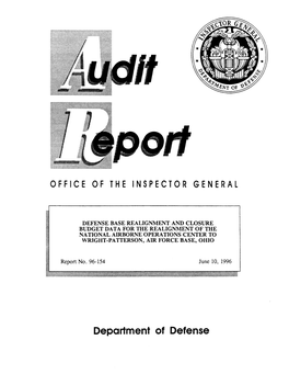 Defense Base Realignment and Closure Budget Data for the Realignment of the National Airborne Operations Center to Wright-Patterson Air Force Base, Ohio (Project No