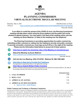 Agenda Planning Commission Virtual/Electronic Regular Meeting