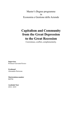 Capitalism and Community from the Great Depression to the Great Recession Coexistence, Conflict, Complementarity