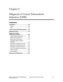 Chapter 5 Diagnosis of Latent Tuberculosis Infection (LTBI)