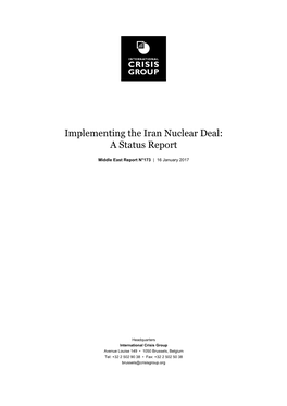 Implementing the Iran Nuclear Deal: a Status Report