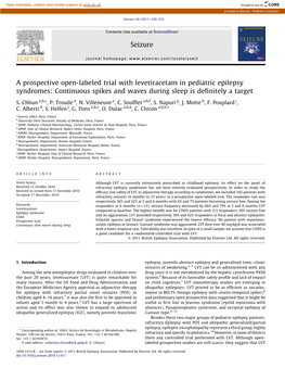 A Prospective Open-Labeled Trial with Levetiracetam in Pediatric Epilepsy Syndromes: Continuous Spikes and Waves During Sleep Is Deﬁnitely a Target