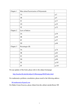 Chapter 1 More About Factorization of Polynomials 1A P.2 1B P.9 1C P.17