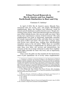 Urban Forced Removals in Rio De Janeiro and Los Angeles: North-South Similarities in Race and City