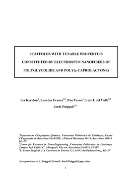 Scaffolds with Tunable Properties Constituted by Electrospun Nanofibers of Polyglycolide and Poly(Ε-Caprolactone)