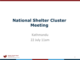 National Shelter Cluster Meeting