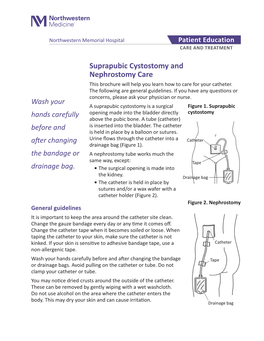 Suprapubic Cystostomy and Nephrostomy Care This Brochure Will Help You Learn How to Care for Your Catheter