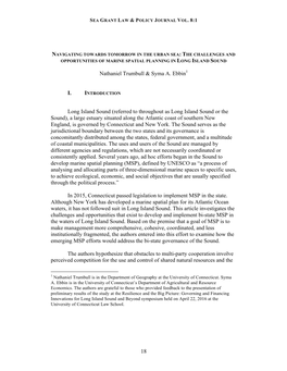 18 Nathaniel Trumbull & Syma A. Ebbin1 I. Long Island Sound