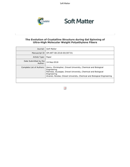 The Evolution of Crystalline Structure During Gel Spinning of Ultra-High Molecular Weight Polyethylene Fibers