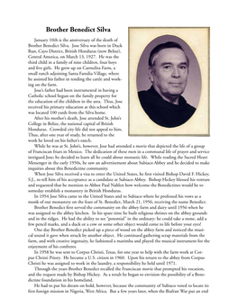 Brother Benedict Silva January 10Th Is the Anniversary of the Death of Brother Benedict Silva