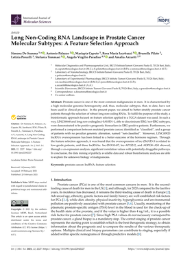 Long Non-Coding RNA Landscape in Prostate Cancer Molecular Subtypes: a Feature Selection Approach