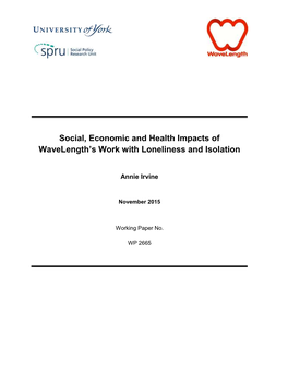 Social, Economic and Health Impacts of Wavelength's Work with Loneliness and Isolation